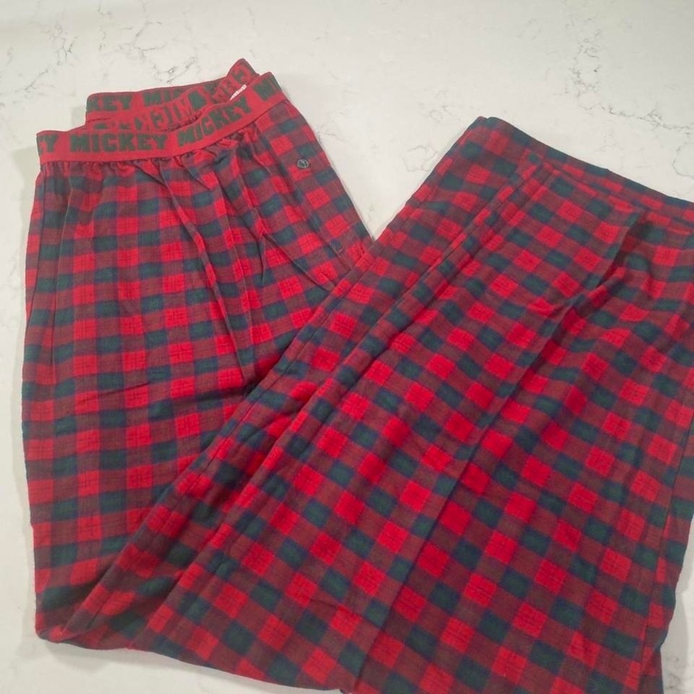 NWOT Disney‎ Store Mickey Mouse Red Plaid Flannel Pajama Pants XL